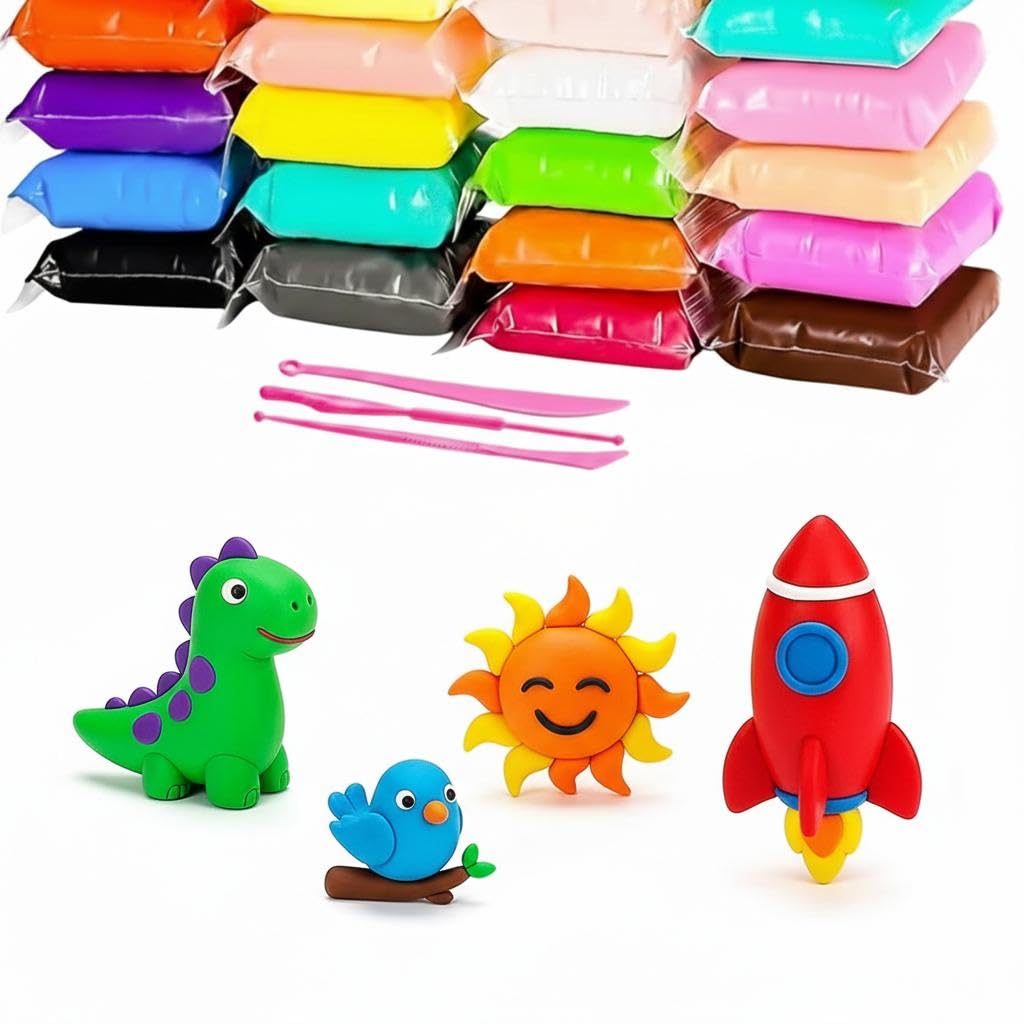 12 Pcs Air Dry Clay for Kids with 3 Sculpting Tools, Creative Art & Crafts Play Dough Birthday Return Gift for Boys and Girls