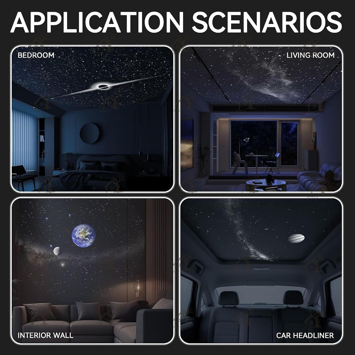 2-in-1 Galaxy Projector Night Light with 3 Sliding Projection Films, USB Starry Sky Lamp, Adjustable Brightness 360° Rotating Design and USB Power for Car and Bedroom Decoration for Adults and Kids