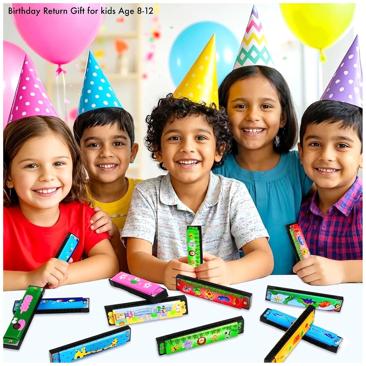 12Pcs Harmonica Set for Kids, Cartoon Musical Instrument Birthday Return Gifts for Girls & Boys