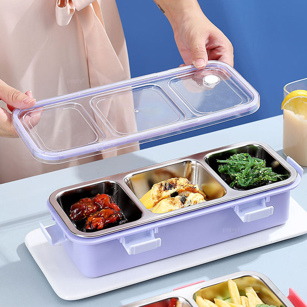 Meal Buddy Lunchbox | Stainless Steel | Solid Snacks & Meals | 3 Grid