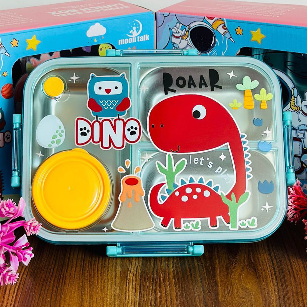 KIDZY 3 Grid Lunchbox for Kids | Stainless Steel | Leakproof | 750ml