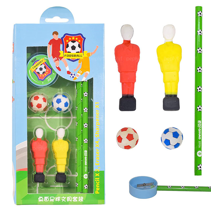 Sports Stationary Set for Kids | Set of Pencils, Erasers and Sharpener