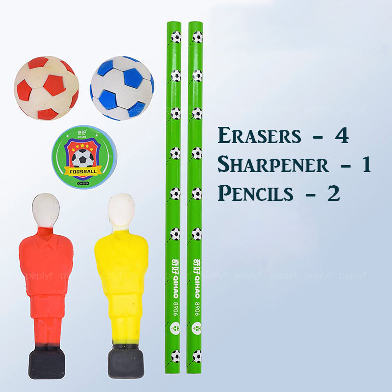 Sports Stationary Set for Kids | Set of Pencils, Erasers and Sharpener