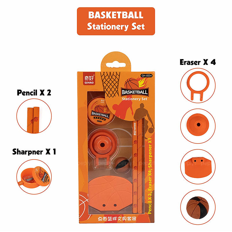 Sports Stationary Set for Kids | Set of Pencils, Erasers and Sharpener