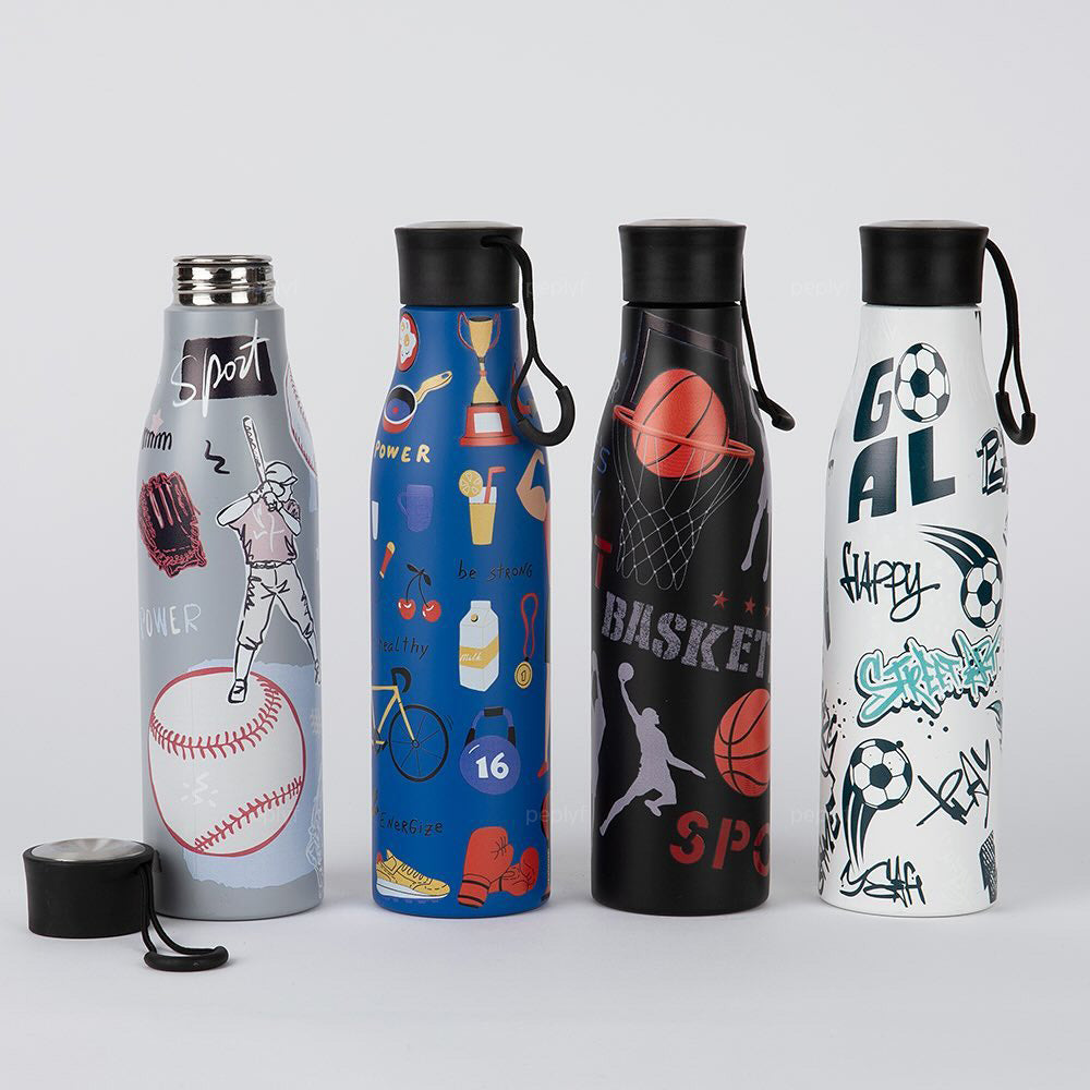 Sportzy Twister Stainless Steel Single Walled Water Bottle (750ml) - Wide Mouth