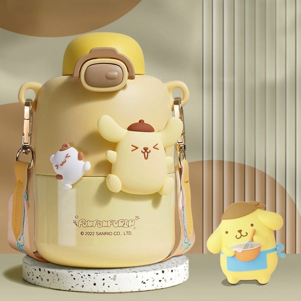Pompompurin Sipper Water Bottle for Kids | Insulated Steel SS316 | 430ml | School & Travel