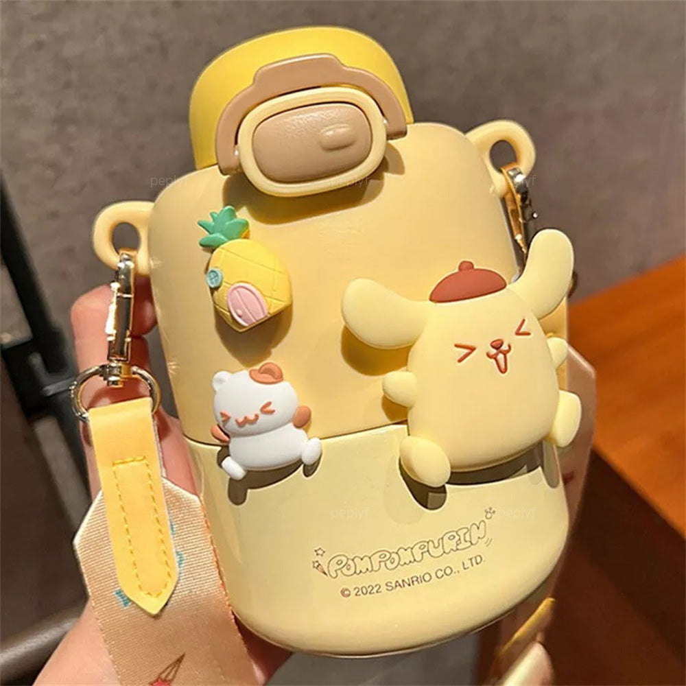 Pompompurin Sipper Water Bottle for Kids | Insulated Steel SS316 | 430ml | School & Travel