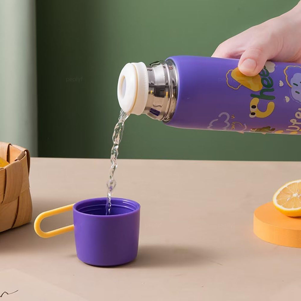 Push-n-Pour Flask Water Bottle for Kids | Insulated Steel SS316 | 500ml