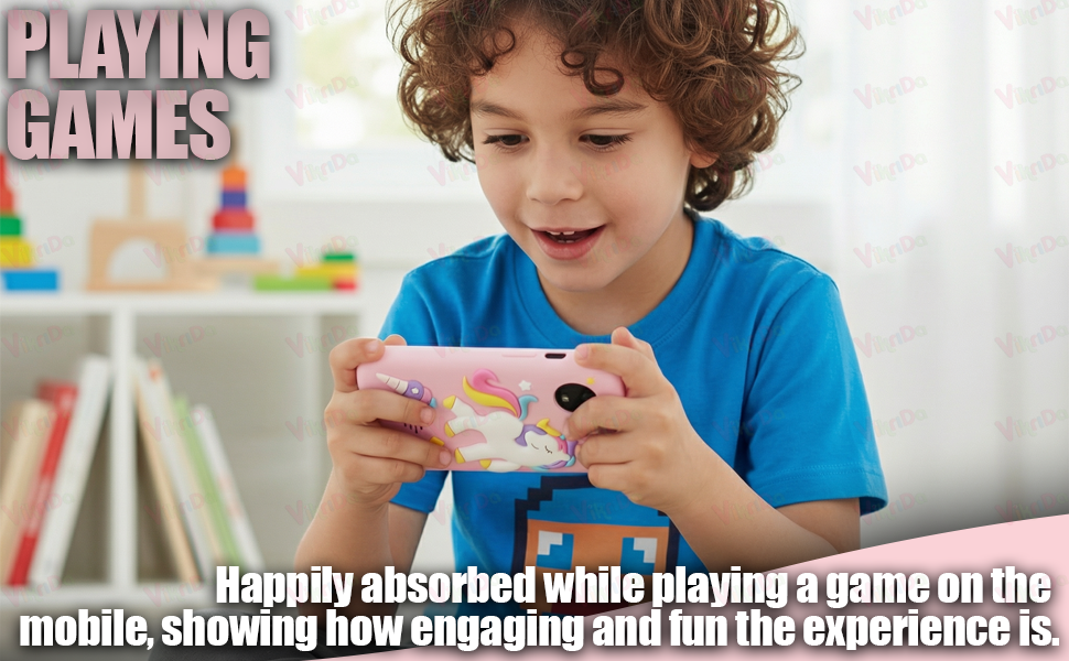 Kids Smartphone Toy with MP3 Music Player Bumper Back Case Dual Camera for Selfies in-Built Games 2.4" Screen 8MP Camera Toys for Boys & Girls