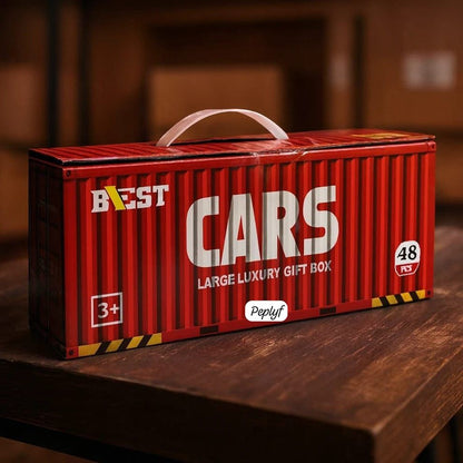 48-Piece Pull Back Car Set, Racing & Toy Vehicles for Kids 3+, Bulk Mini Cars, Learning & Educational Stuffers Mini Cars Toy Trucks, Birthday Gift for Boys & Girls.(Car Container)