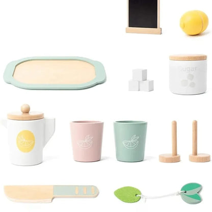 Wooden Lemon Tea Set Developmental Toy Kitchen Tableware Set for Kindergarten Kids | Preschool Toys & Pretend Play | Wooden & Handcrafted Toys | Educational | Environmental (Lemont Tea Set)