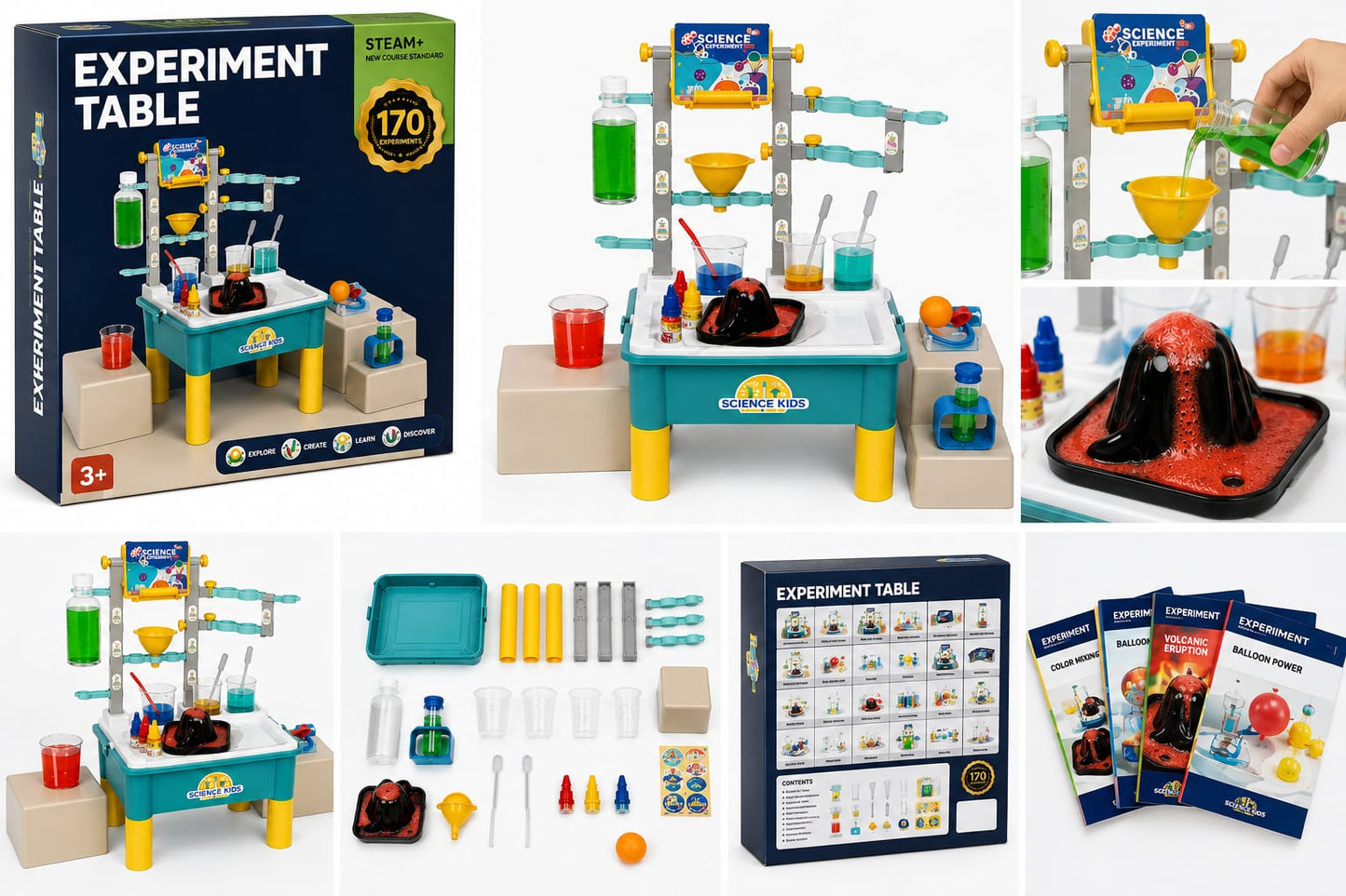 170 Experiments STEAM Science Experiment Table Kit for Kids | Educational DIY Science Lab | Hands-On Learning Set | Ages 6+