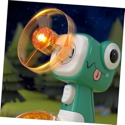 Dinosaur UFO Gyro Gun Toy, 4 Flying Discs and 1 Light-Up Spinning Top, Kids Outdoor Flying Saucer Launcher (Multicolor)