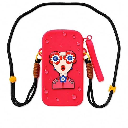 Silicone Mobile Phone Sling Bag for Girls & Women, Cute Cartoon Crossbody Phone Pouch with Adjustable Shoulder Strap, Waterproof Mini Travel Shoulder Bag for Mobile Phone, Cash, Cards & Keys