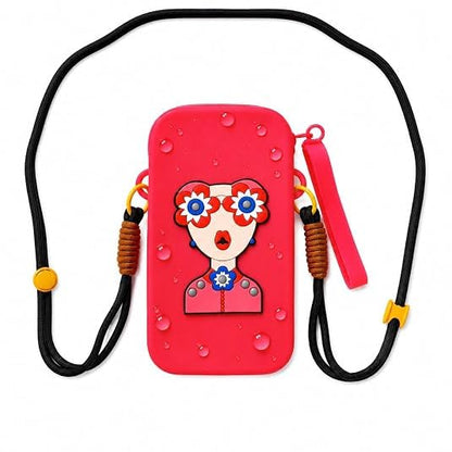 Silicone Mobile Phone Sling Bag for Girls & Women, Cute Cartoon Crossbody Phone Pouch with Adjustable Shoulder Strap, Waterproof Mini Travel Shoulder Bag for Mobile Phone, Cash, Cards & Keys