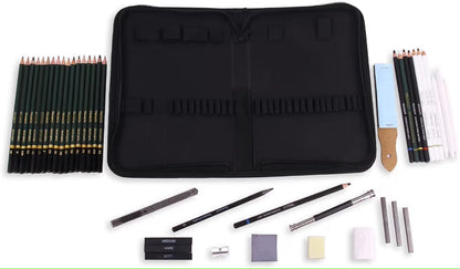 42 Pcs Professional Drawing Sketching Artist Art Tool Kit Art Supplies Pencil for Shading-Gift For Kids Adults Beginner,Graphite Charcoal Medium Set Artists