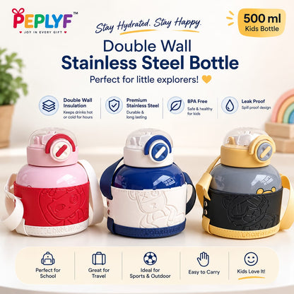 DunDun Sipper Water Bottle 550ml | Stainless Steel | Insulated Double Walled