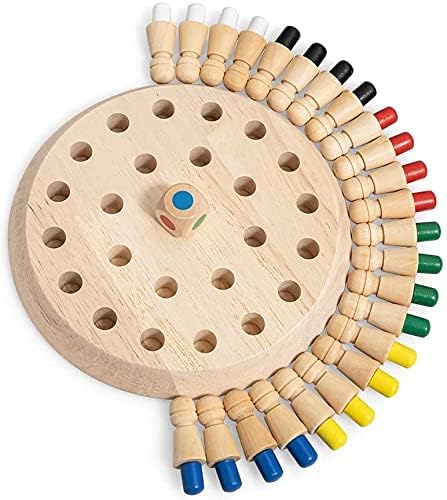 Wooden Memory Match Stick Chess Game, BLOWEST Colorful Memory Chess, Funny Block Board Game, Early Educational Toy, Brain Training Games for Kids