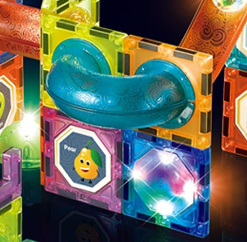 Light Magnetic Tiles- Building Blocks for Kids 3D STEAM Educational Toys, Magnetic Marble Run/Toys for Kids Age 3 +Year Old Boys Girls Creative Gift (49 Pcs Magnetic Tiles