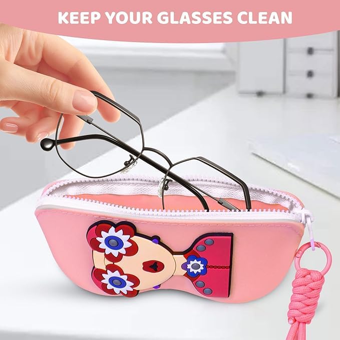 Cartoon Sunglasses Storage Case, Waterproof Silicone Eyewear Holder, Portable Protective Cover in Multicolour