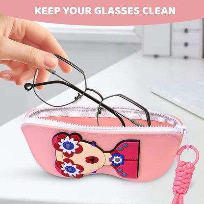 Cartoon Sunglasses Storage Case, Waterproof Silicone Eyewear Holder, Portable Protective Cover in Multicolour