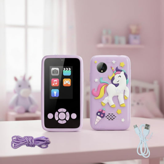 Kids Smartphone Toy with MP3 Music Player Bumper Back Case Dual Camera for Selfies in-Built Games 2.4" Screen 8MP Camera Toys for Boys & Girls