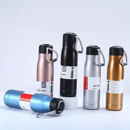 Stainless Steel Dori Bottle, Hot and Cold, with Carrying Rope, for Office, Gym, Travel and Outdoor Use