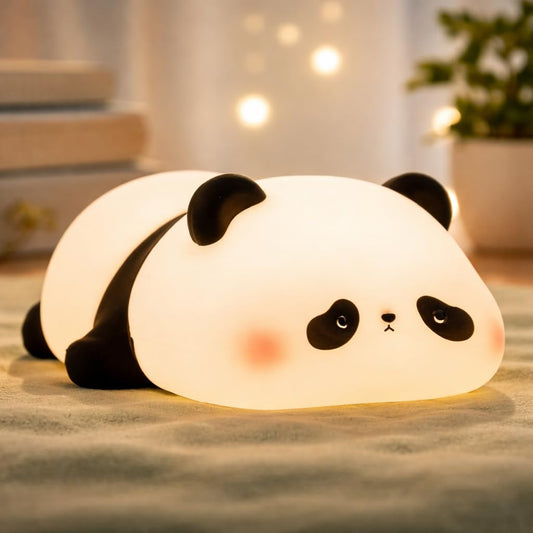 leeping Panda Silicone Night Lamp, USB Rechargeable Touch Sensor 7 Color LED Bedside Light for Kids Bedroom, Nursery Decor, Baby Gift