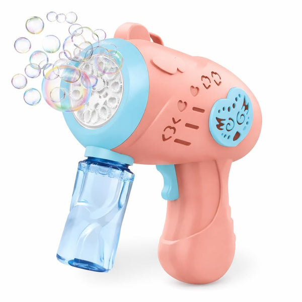 Automatic Colour Bubble Gun for Kids Toddlers + 4 AA Alkaline Cells, 10000+ Bubbles Per Minute Leak-Proof, Birthday Gift Summer Toy for Boys and Girl Gun (Bubble Machine)