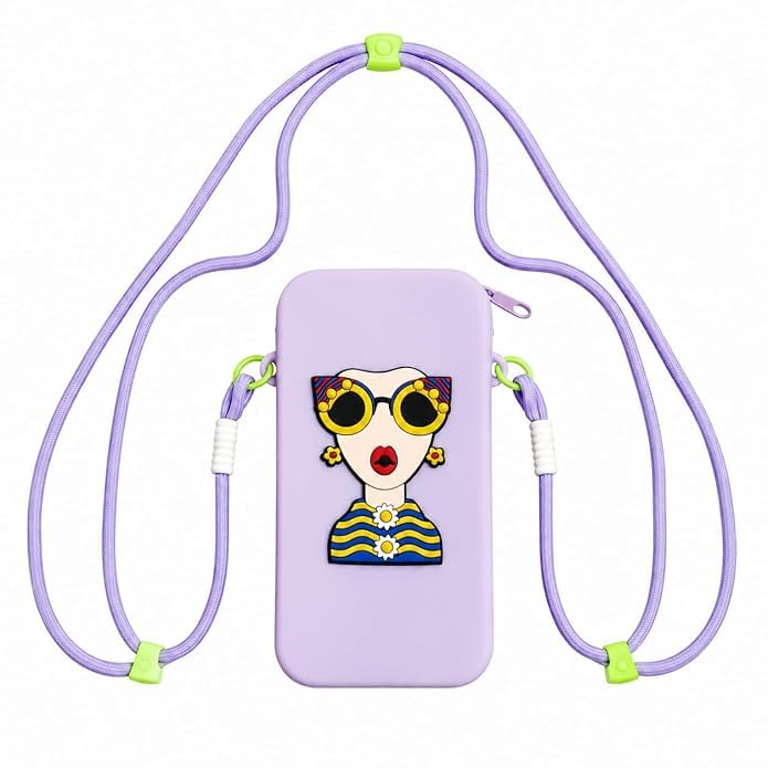 Silicone Mobile Phone Sling Bag for Girls & Women, Cute Cartoon Crossbody Phone Pouch with Adjustable Shoulder Strap, Waterproof Mini Travel Shoulder Bag for Mobile Phone, Cash, Cards & Keys