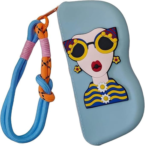 Cartoon Sunglasses Storage Case, Waterproof Silicone Eyewear Holder, Portable Protective Cover in Multicolour