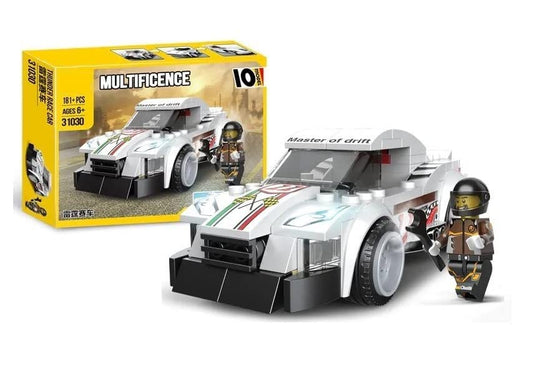 White Thunder race Car | 10-in-1 Building Blocks | 181+ Pcs DIY Set