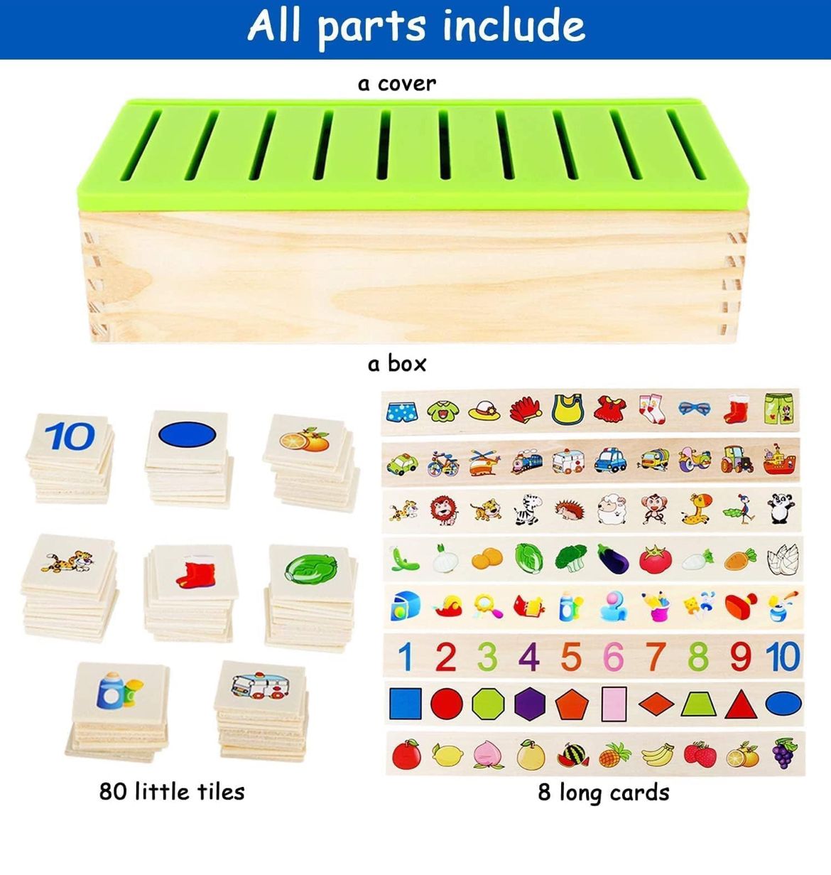 Little Minds Learning Toys Knowledge Classification Wooden Blocks for Children  | Preschool Kindergarten Games | Motor Skills STEM for 2-4 Year Old