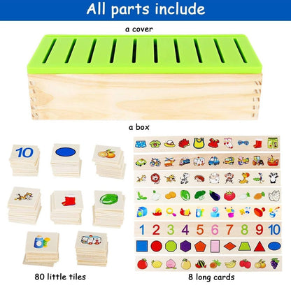 Little Minds Learning Toys Knowledge Classification Wooden Blocks for Children  | Preschool Kindergarten Games | Motor Skills STEM for 2-4 Year Old