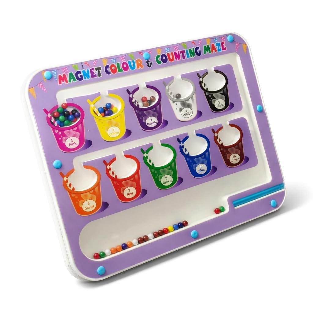 Magnetic Colour Matching Maze Toy for Kids | Educational Counting Board with Magnetic Pen Control | Learning Activity Game for Children 3+ Years