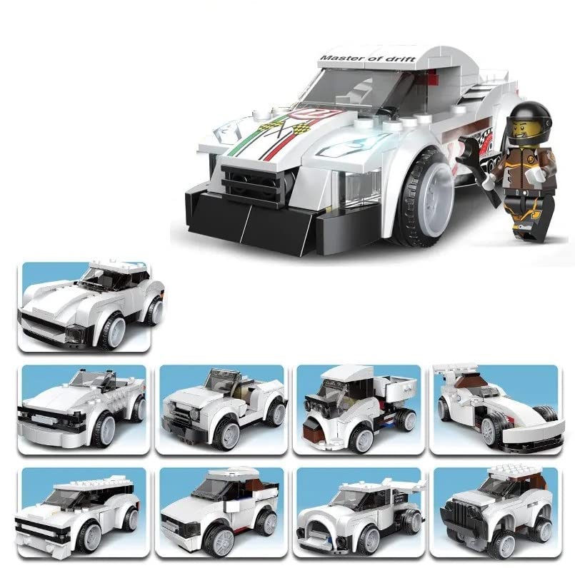 White Thunder race Car | 10-in-1 Building Blocks | 181+ Pcs DIY Set