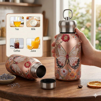 300ml Stainless Steel Vacuum Insulated Water Bottle – Double Wall Thermos Flask for Hot & Cold Drinks | Leakproof Mini Travel Bottle for Office, Gym, School & Hiking (Assorted Prints)