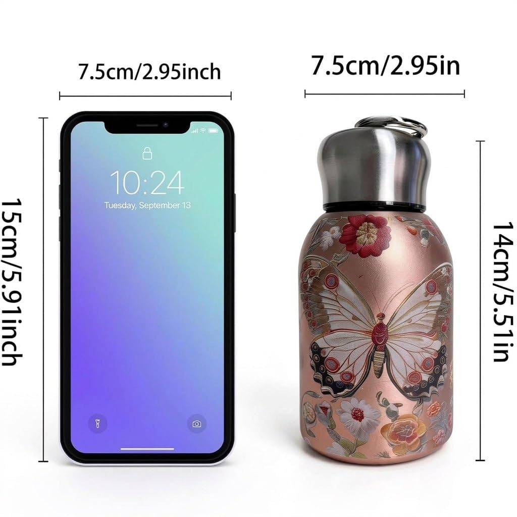 300ml Stainless Steel Vacuum Insulated Water Bottle – Double Wall Thermos Flask for Hot & Cold Drinks | Leakproof Mini Travel Bottle for Office, Gym, School & Hiking (Assorted Prints)