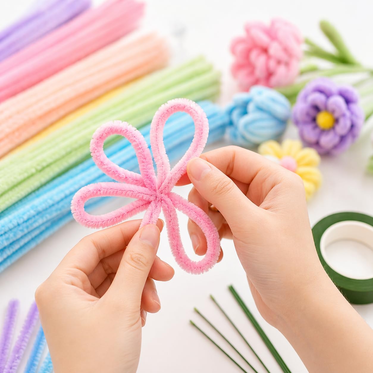 Chenille Stems for DIY Crafts Decorations Creative Art Projects and Bouquet Activities.