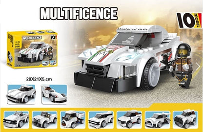 White Thunder race Car | 10-in-1 Building Blocks | 181+ Pcs DIY Set