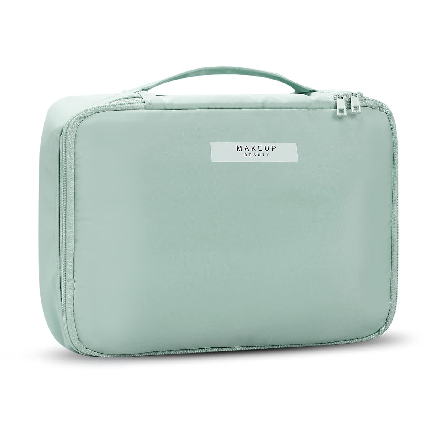 Small Travel Fashion Cosmetic Organizer Bag with Detachable Pouch, Super Soft Makeup Organiser Bag for Brushes, Toiletries, Cosmetics Items for Women (Green)