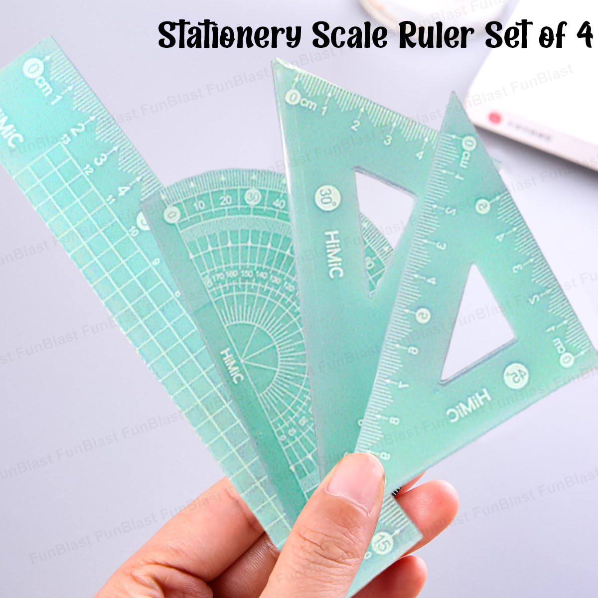 4 in 1 Protractor and Ruler Set - 4 Pack Set Square, Square Rulers, School Geometry Set, Math Protractor, Geometry Rulers, Math Ruler
