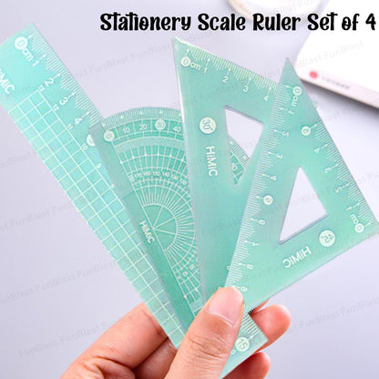4 in 1 Protractor and Ruler Set - 4 Pack Set Square, Square Rulers, School Geometry Set, Math Protractor, Geometry Rulers, Math Ruler