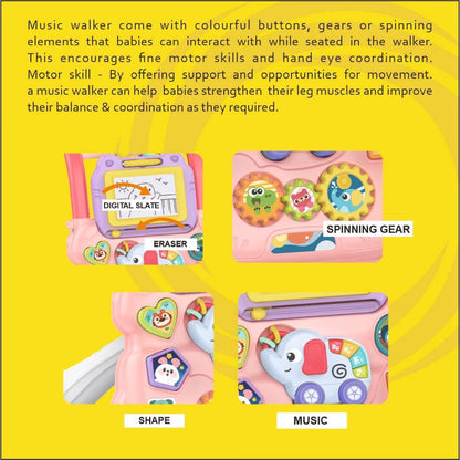 PUCHI 2-in-1 Baby Walker | Sit-to-Stand Learning Walker for 1-Year-Old Boys & Girls | Multifunctional Activity Center with Removable Play Panel | Musical Early Educational Baby Walker Toys