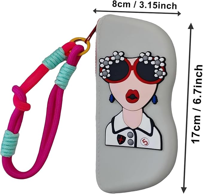 Cartoon Sunglasses Storage Case, Waterproof Silicone Eyewear Holder, Portable Protective Cover in Multicolour