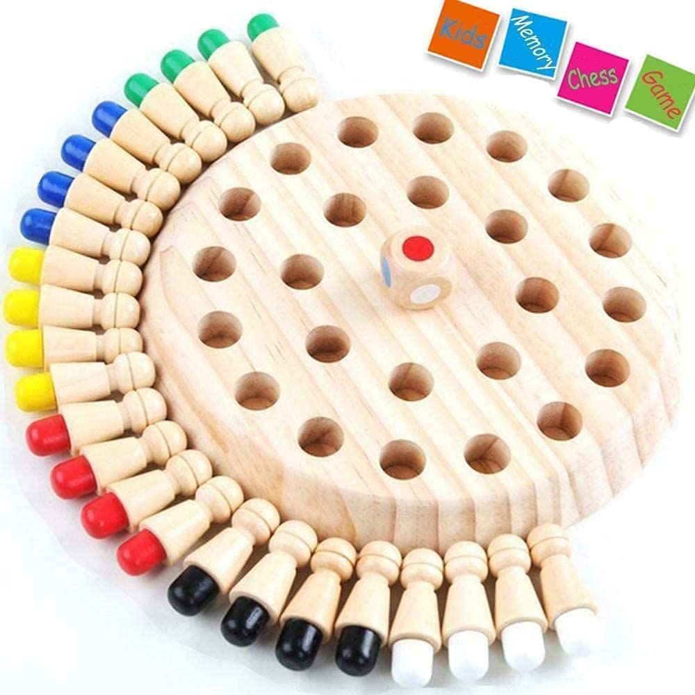 Wooden Memory Match Stick Chess Game, BLOWEST Colorful Memory Chess, Funny Block Board Game, Early Educational Toy, Brain Training Games for Kids