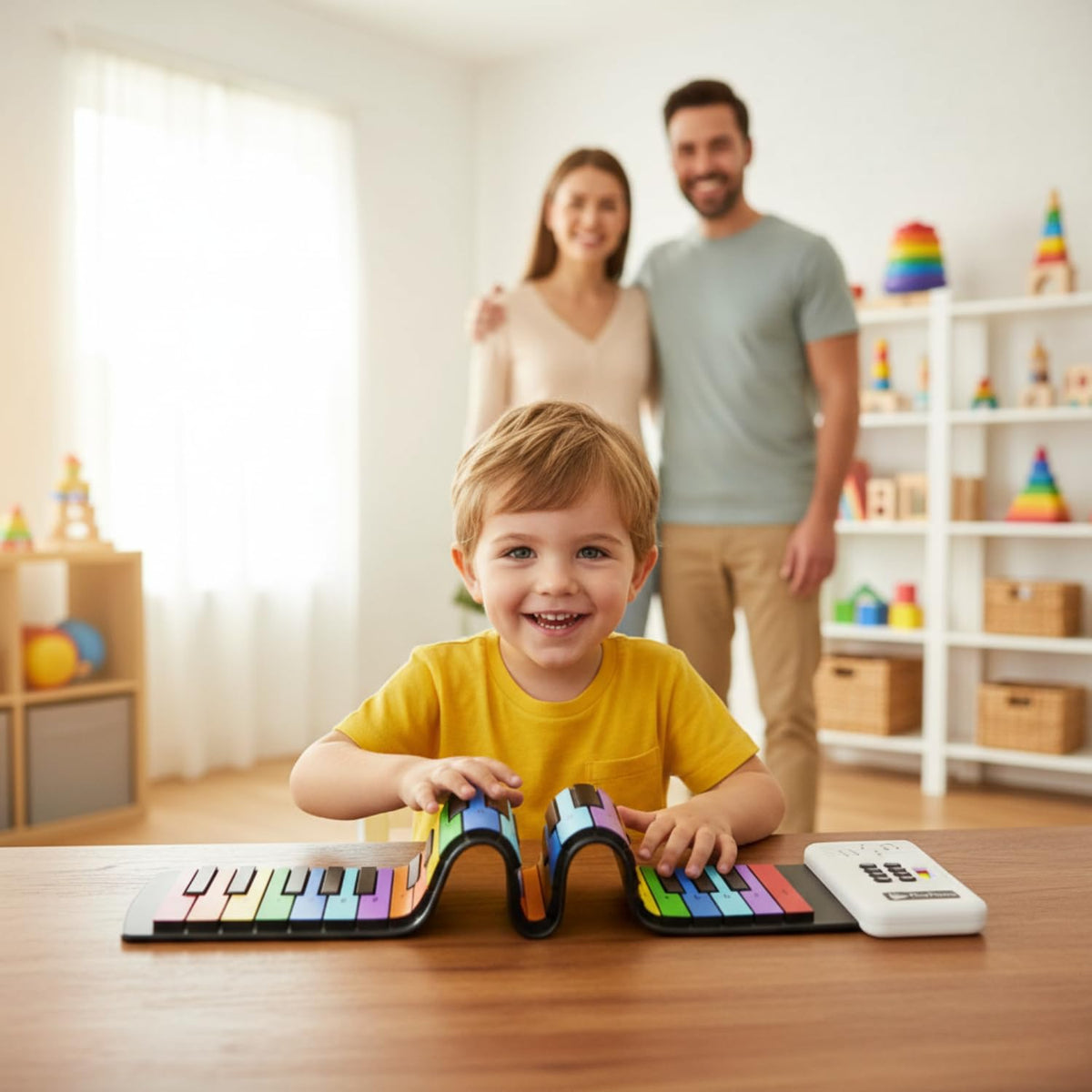 Rainbow Roll Up Piano 49-Key Flexible Keyboard, Portable Electronic Piano with 47 Tones, Built-in Speaker, Educational Music Toy for Kids Beginners Travel Friendly Keyboard Gift