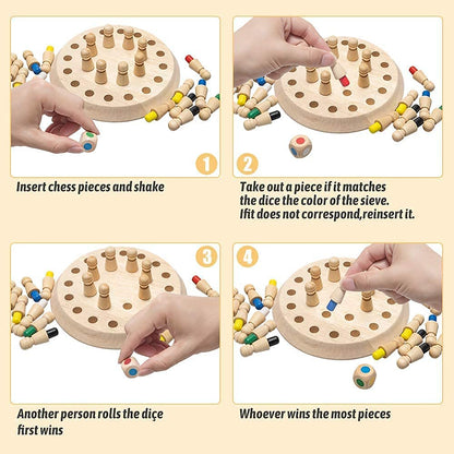 Wooden Memory Match Stick Chess Game, BLOWEST Colorful Memory Chess, Funny Block Board Game, Early Educational Toy, Brain Training Games for Kids