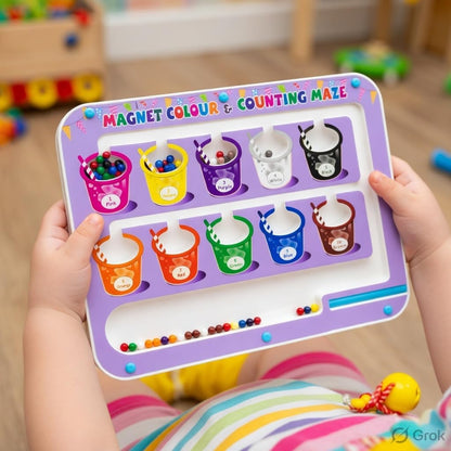 Magnetic Colour Matching Maze Toy for Kids | Educational Counting Board with Magnetic Pen Control | Learning Activity Game for Children 3+ Years
