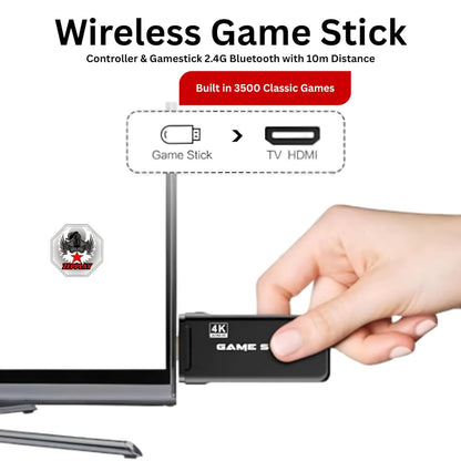 Retro Game Stick | Plug & Play 4K HDMI Video Game for TV | 21,000+ Classic Games | 15 Emulators | 64GB Card Included | Dual 2.4G Wireless Controllers | Gaming Console for Kids, Family & Adults